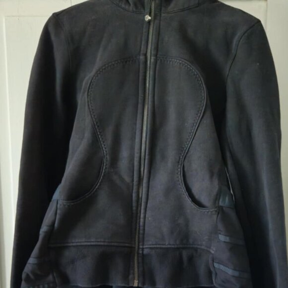 Lululemon Hiver 13 Limited Edition Ruffled Black Scuba Hoodie Jacket Sz 8 - Picture 3 of 9